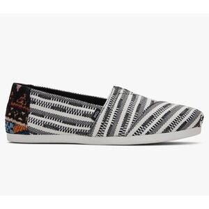 TOMS Alpargata Striped Tapestry Slip On Shoes Womens 8 Black White 10020182